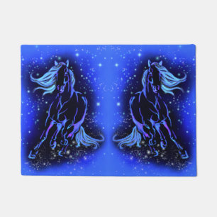 Felpudo Caballos en marcha Doormats Blue Starry Moonlight