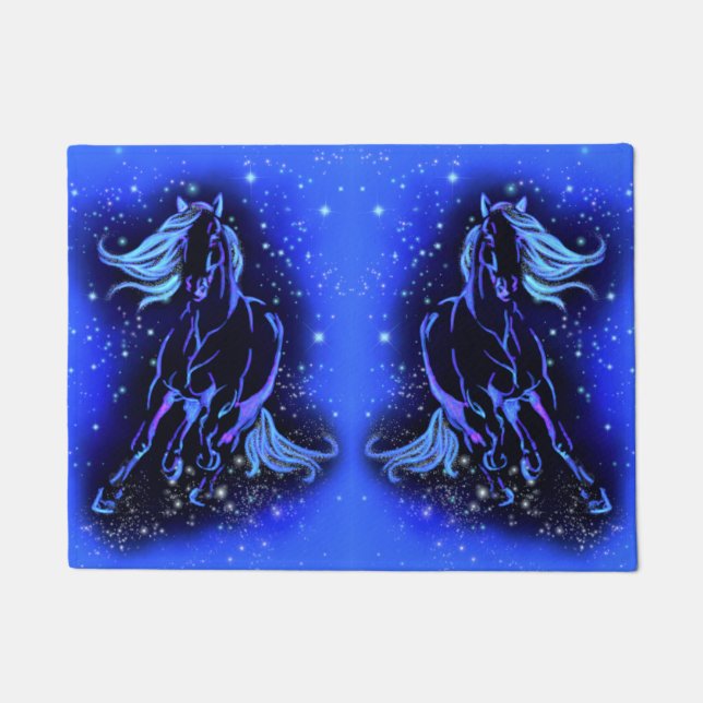 Felpudo Caballos en marcha Doormats Blue Starry Moonlight (Anverso)