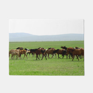 Felpudo Caballos en pastoreo - Fotografía paisajística