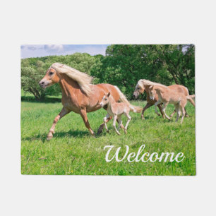 Felpudo Caballos Haflinger se burlan de los puerros con un