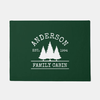 Felpudo Cabaña Nombre Familia Bosque Pines Green Doormat
