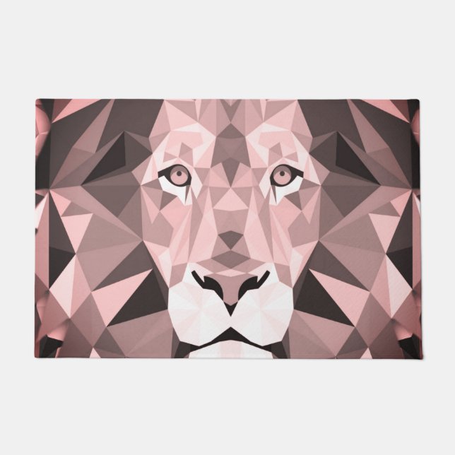 Felpudo Cabeza de León Geométrica Regal Rosa (Anverso)