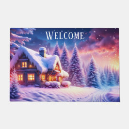 Felpudo Cabina Acogedora En Winter Wonderland Welcome Mat