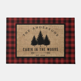 Felpudo Cabina de nombre de familia rústica en los bosques