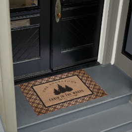 Felpudo Cabina de nombre de familia rústica en los bosques