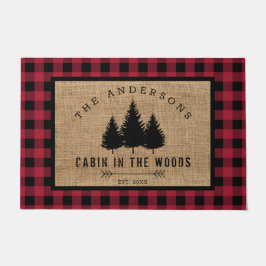 Felpudo Cabina de nombre de familia rústica en los bosques