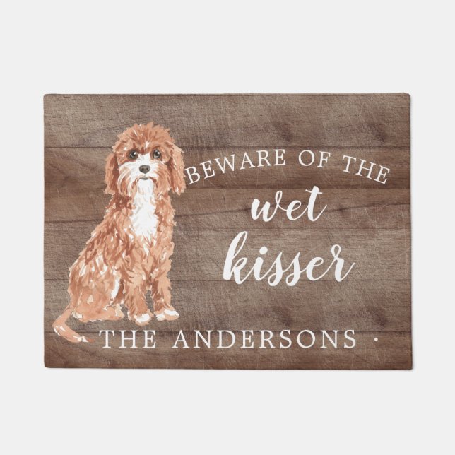 Felpudo Cabina de puerta personalizada Cavapoo (Anverso)