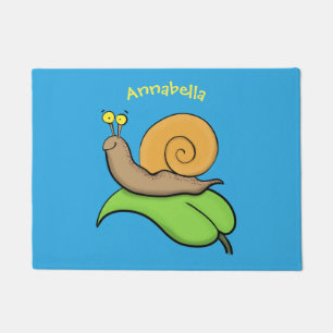 Felpudo Caca, caracol feliz en un ilustracion personalizad