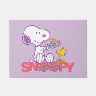 Felpudo Cacahuetes   Flores Snoopy & Woodstock