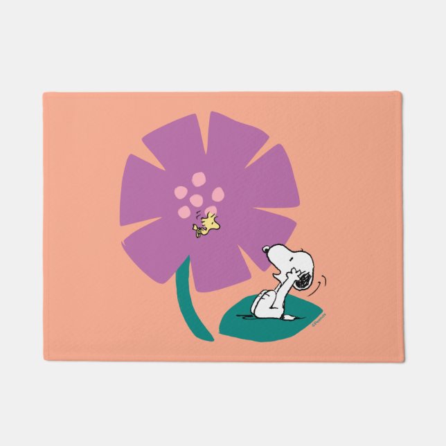 Felpudo Cacahuetes | Ilustración de la naturaleza Flor mor (Anverso)