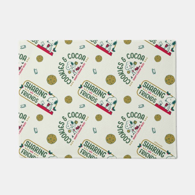 Felpudo Cacahuetes | Patrón Snoopy & Woodstock Hot Cocoa (Anverso)