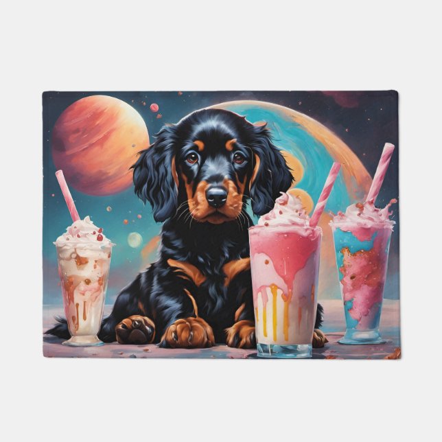 Felpudo Cachorro de Gordon Setter y batidos (Anverso)