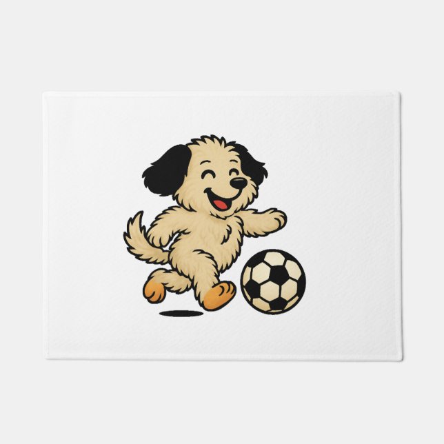 Felpudo Cachorro jugando fútbol (Anverso)