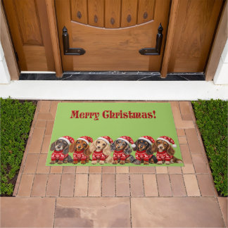 Felpudo Cachorros Dachshund de Navidad