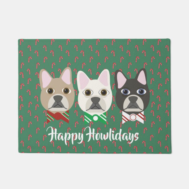 Felpudo Cachorros Navideños Caña de Caramelo (Anverso)