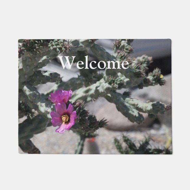 Felpudo Cactus Challa en flor (Anverso)