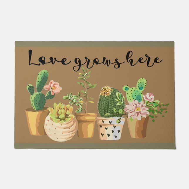 Felpudo Cactus Doormat,Suculento Lover Mat,Funny Succulum (Anverso)