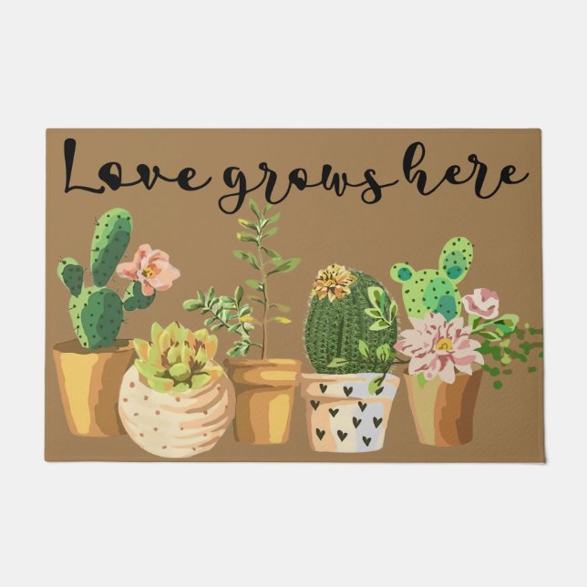 Felpudo Cactus Doormat, Suculento Lover Mat, Suculento Rug (Anverso)