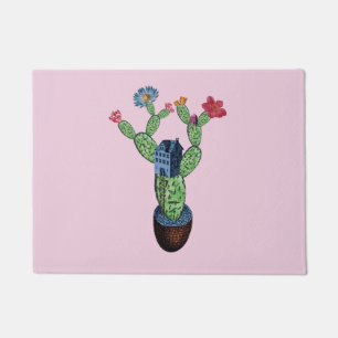 Felpudo Cactus espinosos con flores