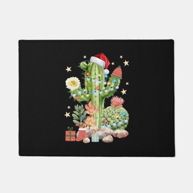 Felpudo Cactus Navidades Decoración Camiseta (Anverso)