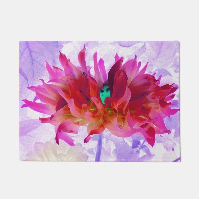 Felpudo Cactus Rojo y Rosa Caliente Dahlia (Anverso)