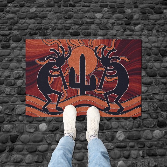 Felpudo Cactus Sunset Desert Kokopelli Southwest Design (Subido por el creador)