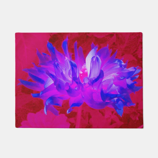 Felpudo Cactus Violeta Azul y Rosa Caliente Dahlia (Anverso)