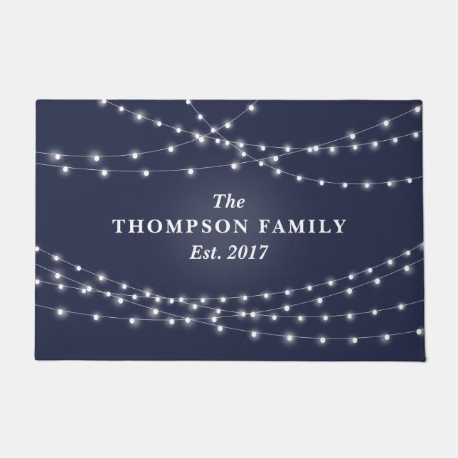 Felpudo Cadena de luces Nombre de familia personalizado (Anverso)