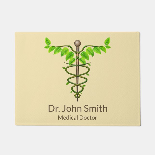 Felpudo Caducto médico alternativo Verde deja beige (Anverso)