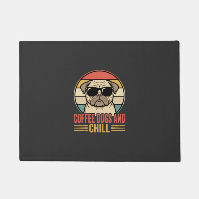 Felpudo Café Perros y Pug Retro Chill (Anverso)