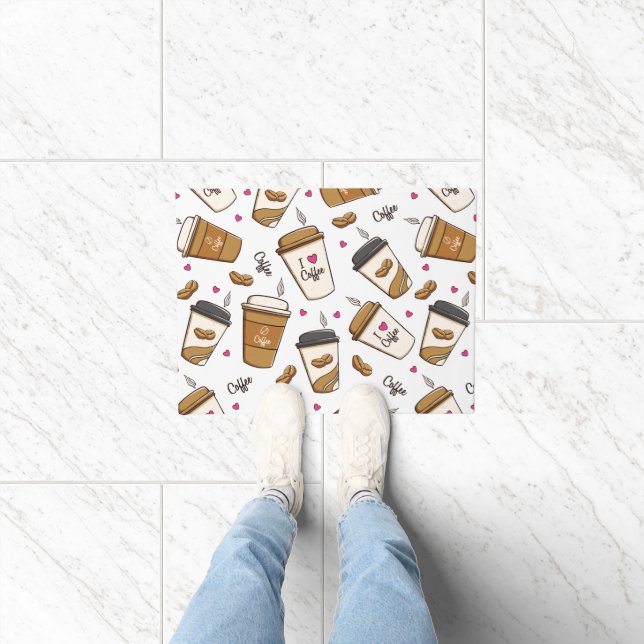 Felpudo Cafés, Frijoles, Amante del Café, Corazones (Interior)