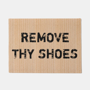 Felpudo Caja de cartón "Eliminar tus zapatos" Divertido G