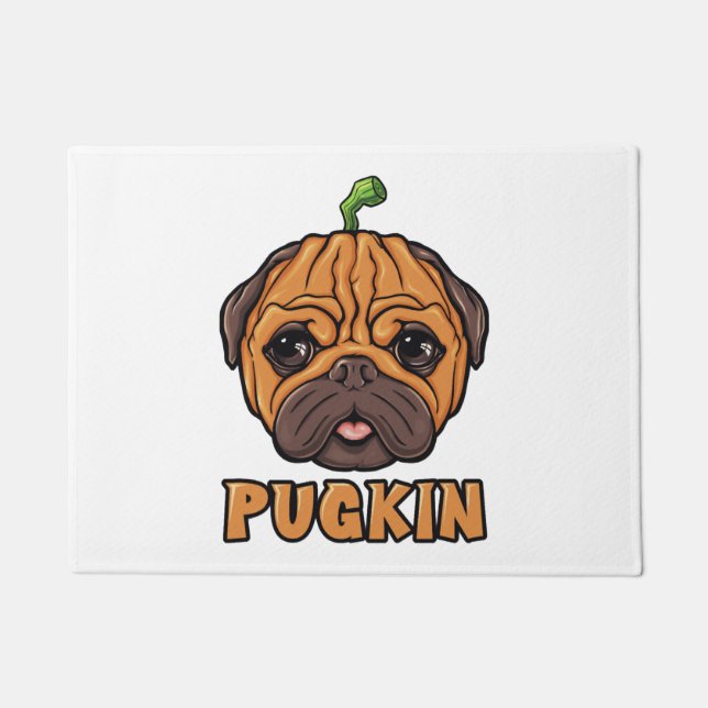 Felpudo Calabaza - Calabaza de Pug de Halloween (Anverso)