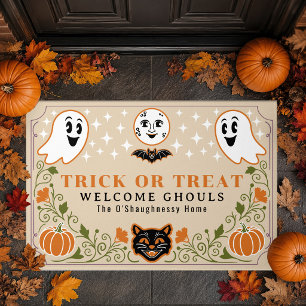 Felpudo Calabaza de gato fantasma vintage Halloween