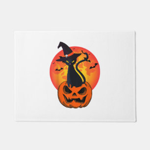 Felpudo Calabaza de Gorra de Brujas de Gato Negro de Hallo