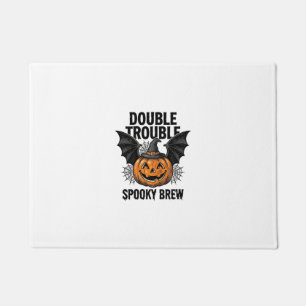 Felpudo Calabaza de Halloween Bruja Doble Problema Diseño