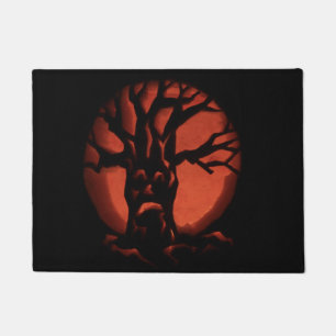 Felpudo Calabaza de Halloween con árboles muertos brillant