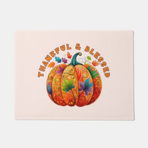Felpudo Calabaza de otoño bendita y agradecida