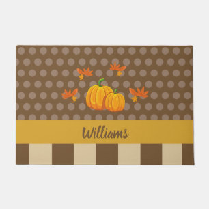 Felpudo Calabaza de Punto Polka Caída con Nombre Familiar