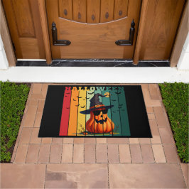 Felpudo Calabaza divertida linda de Halloween vintage otoñ