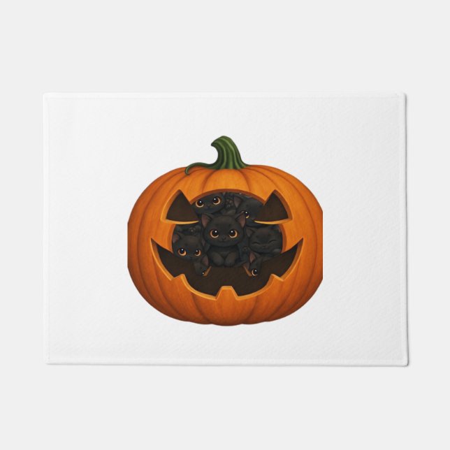 Felpudo Calabaza llena de gatitos - Halloween de felino ne (Anverso)