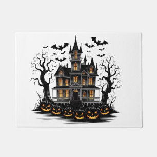 Felpudo Calabaza Naranja de Halloween moderna obsesionada