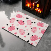 Calabaza rosa y negra con estrellas Halloween y Ot