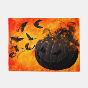 Felpudo Calabaza y ilustracion murciélago espeluznantes