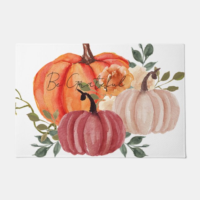 Felpudo Calabazas acuarelas con texto personalizado (Anverso)