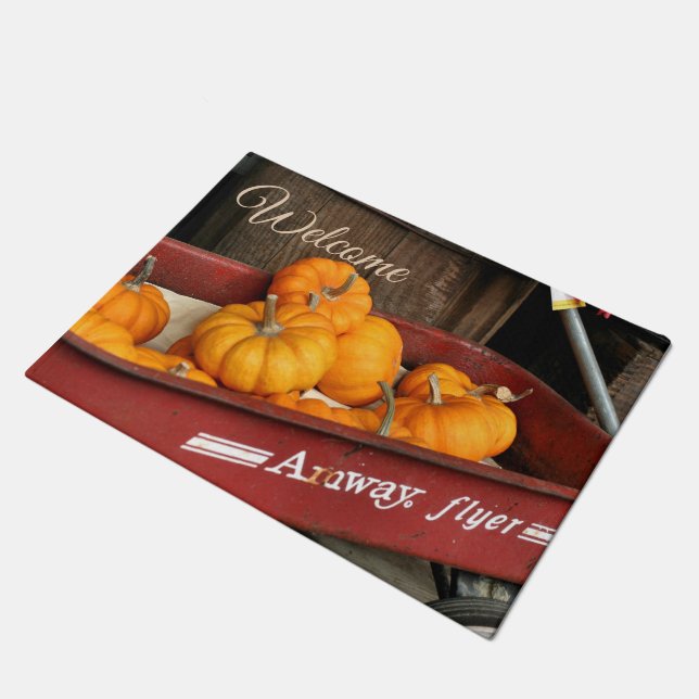 Felpudo Calabazas Caídas En La Bienvenida Del Viejo Vagón  (Angular)