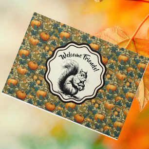 Felpudo Calabazas personalizadas William Morris y ardilla