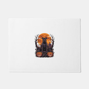 Felpudo Calabazas Trono Pitbull Negro Halloween Luna Llena