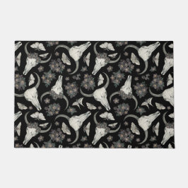 Felpudo Calavera animal gótica con patrón de flores