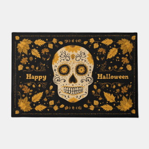 Felpudo Calavera audaz de naranja feliz Halloween
